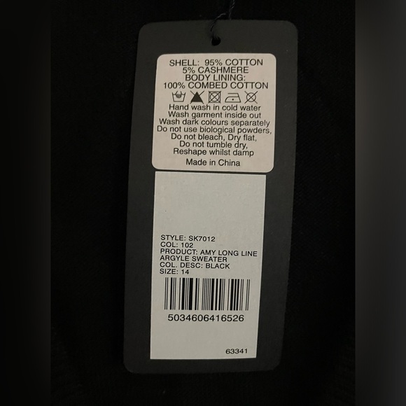 NWT RARE Fred Perry Amy Winehouse Black Yellow Argyle Jumper Dress US 10 UK 14 - Picture 4 of 16